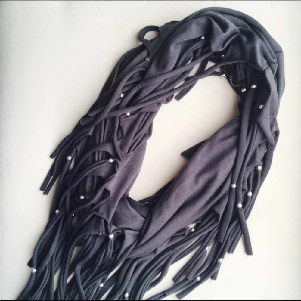 Elegant Gray Fringe Scarf